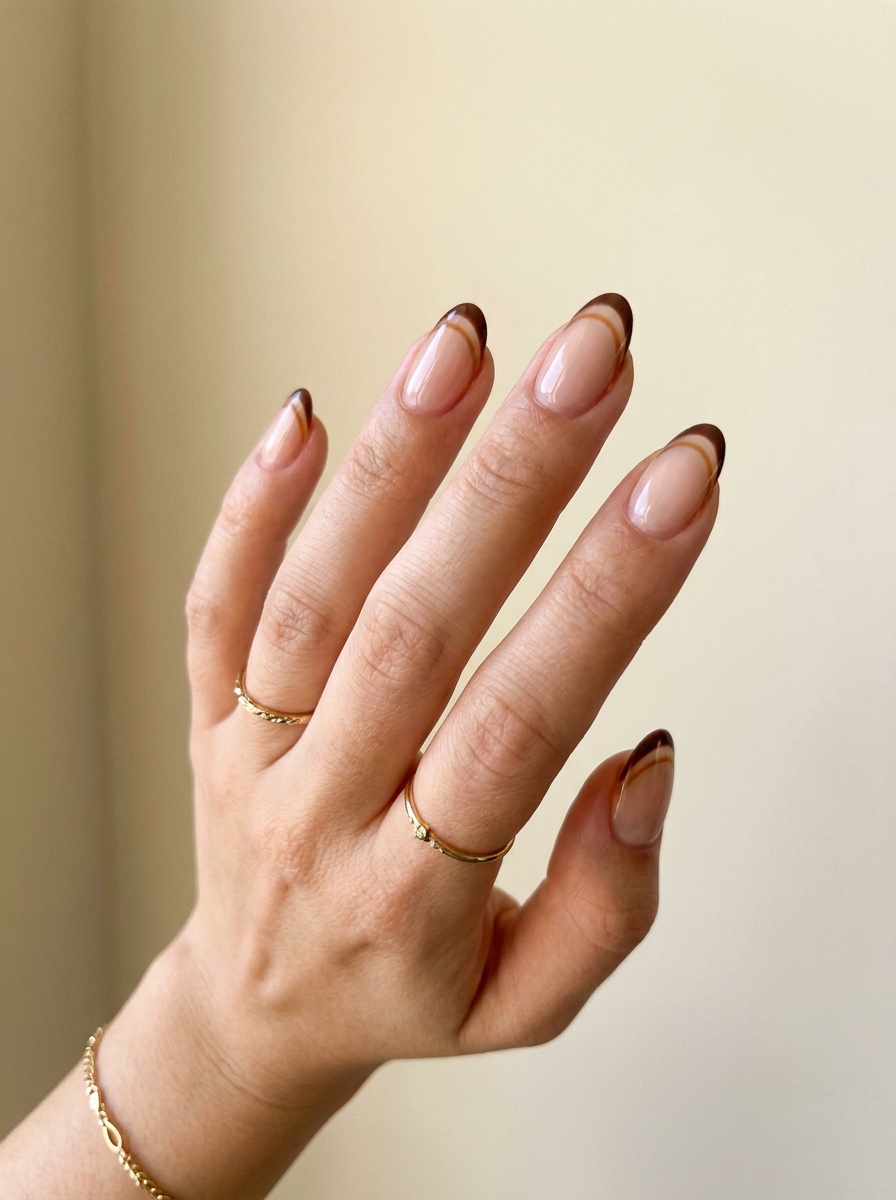 Chocolate Double French als Nailart Herbst Ideen Inspiration 2026